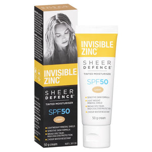 Invisible Zinc Tinted Sheer Defence SPF30+ 50g - LIGHT